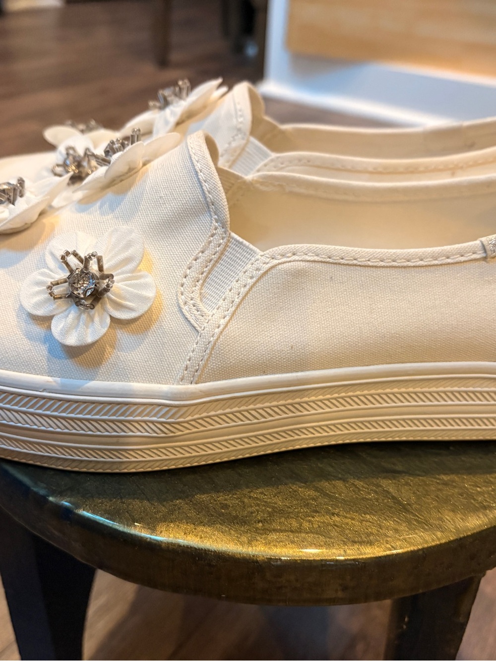 Kate Spade Women's Embellished Slip-On Sneakers - White - Picture 2 of 6